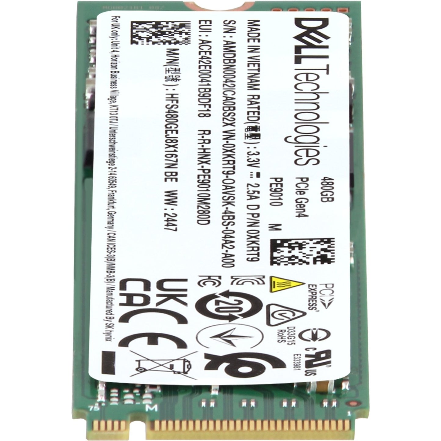 Dell 480GB Gen4 NVMe RI TLC 2280 M.2 SSD PE9010 (XKRT9) -CR