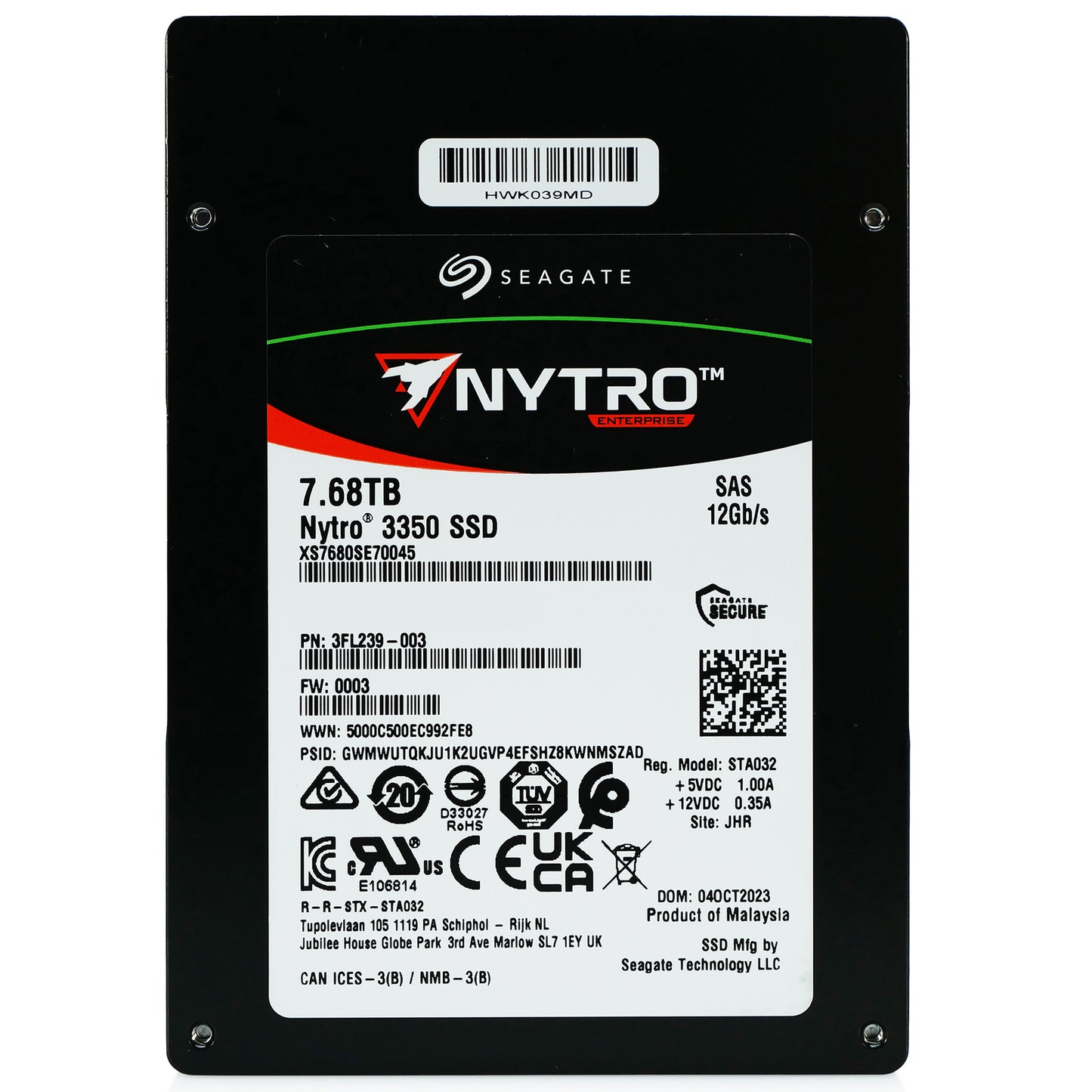 Seagate Nytro 3350 XS7680SE70045 7.68TB 1 DWPD SAS 12Gb/s 3D TLC 2.5in SSD (NOT FOR HOME PC)