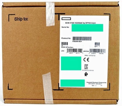 HPE P26264-B21 Broadcom BCM 57504 10/25GbE 4p SFP28 Adptr Quad Port 25GbE PCI-e