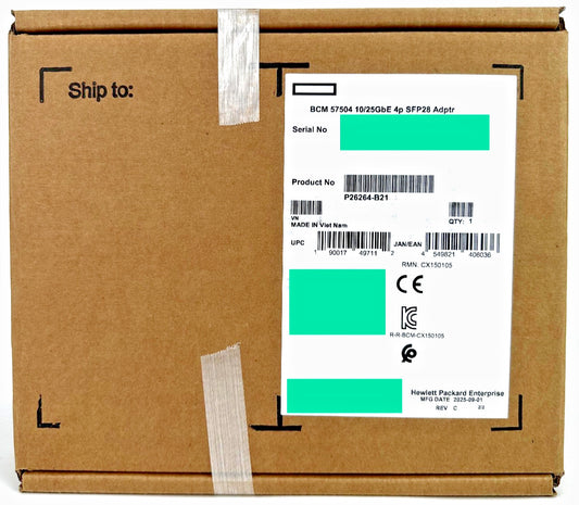 HPE P26264-B21 Broadcom BCM 57504 10/25GbE 4p SFP28 Adptr Quad Port 25GbE PCI-e