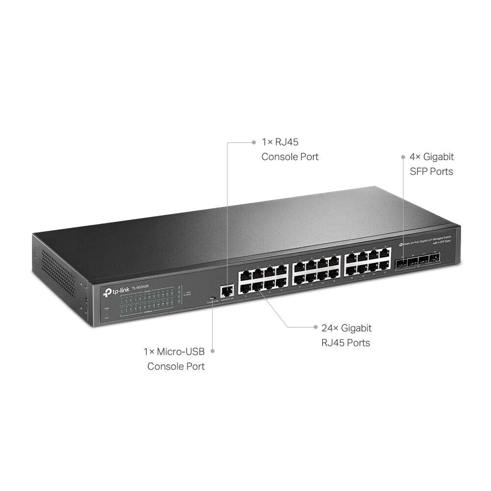 TP-Link SG3428 | Omada 24-Port 1000Mbps Gigabit L2+ Managed Switch | 4* 1GbE SFP