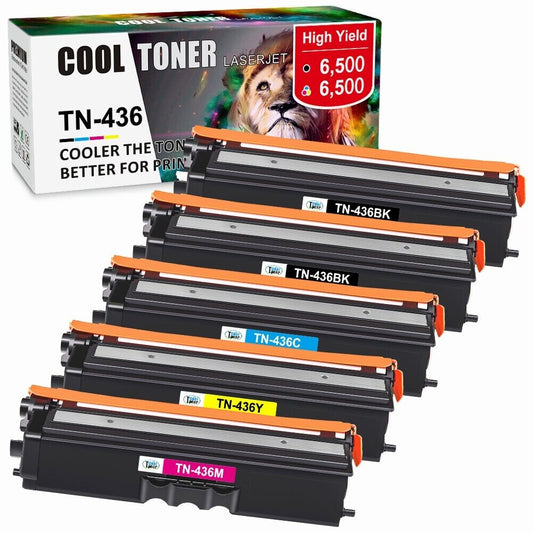5 PACK TONER TN436 Compatible With Brother L8900CDW L8610CDW L9570CDW L8260CDW