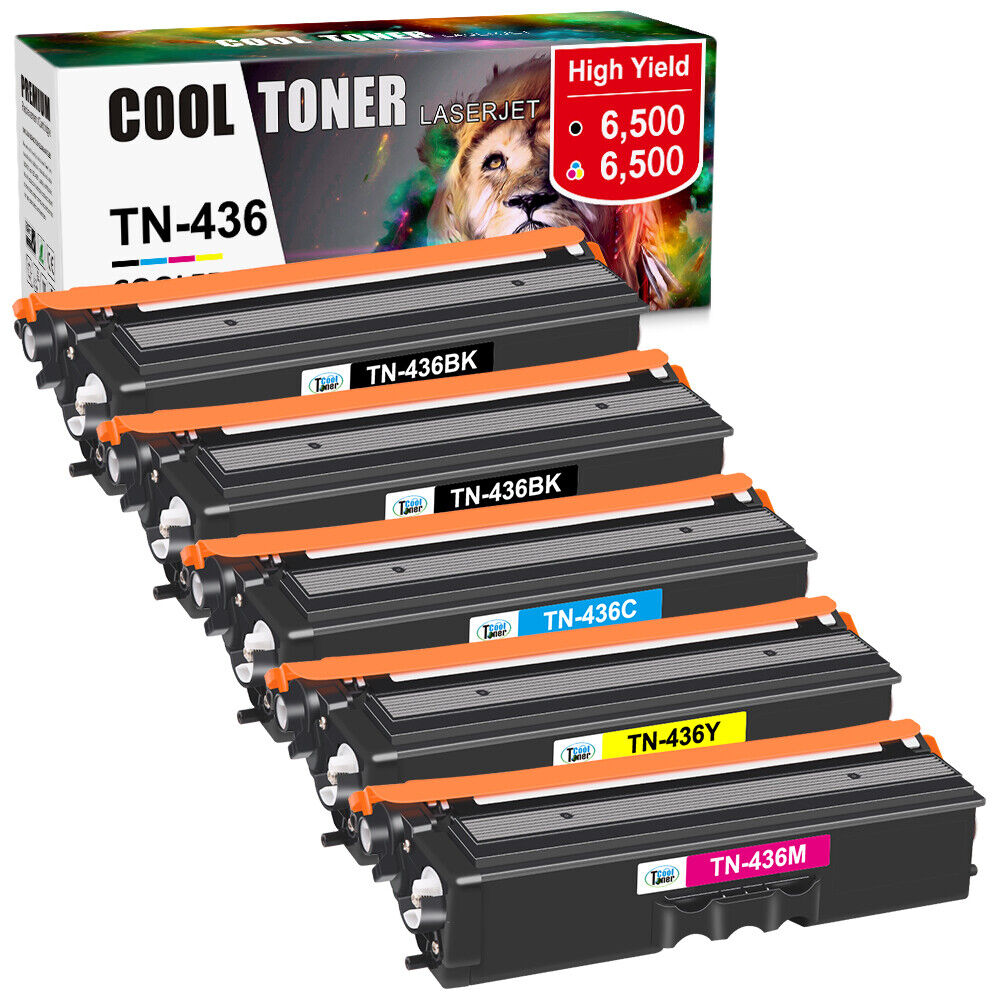 5 Pack High Yield TN436 Toner Cartridges for Brother HL-L8360CDW MFC-L8900CDW