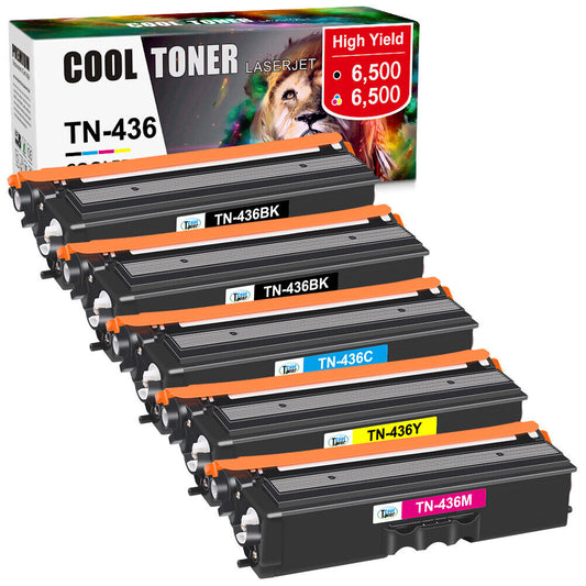5 Pack High Yield TN436 Toner Cartridges for Brother HL-L8360CDW MFC-L8900CDW