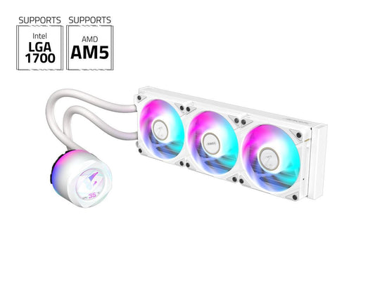 AORUS WATERFORCE X II 360 ICE Liquid CPU Cooler, 360mm Radiator with 3X 120mm Lo