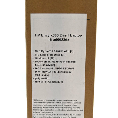 HP ENVY x360 16-ad0023dx 16" AMD Ryzen 7 8840HS 16GB DDR5 1TB SSD Windows 11