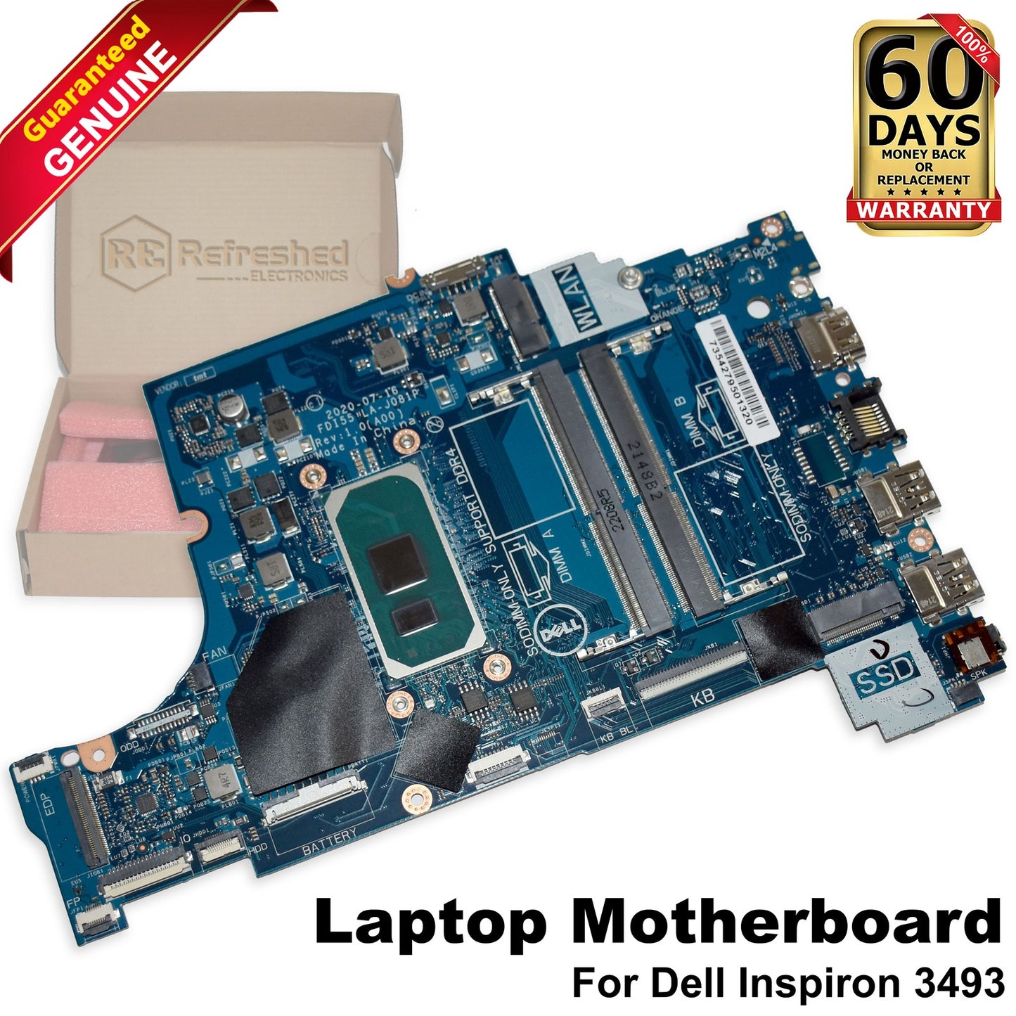 Dell Inspiron 3501 3493 3593 Laptop Motherboard i3-1005G1 1.20GHz LA-J081P TW31C