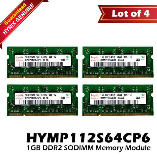 Lot 4 Hynix HYMP112S64CP6-S6-AB 1GB DDR2-800MHz PC2-6400 SoDimm Dual Rank RAM