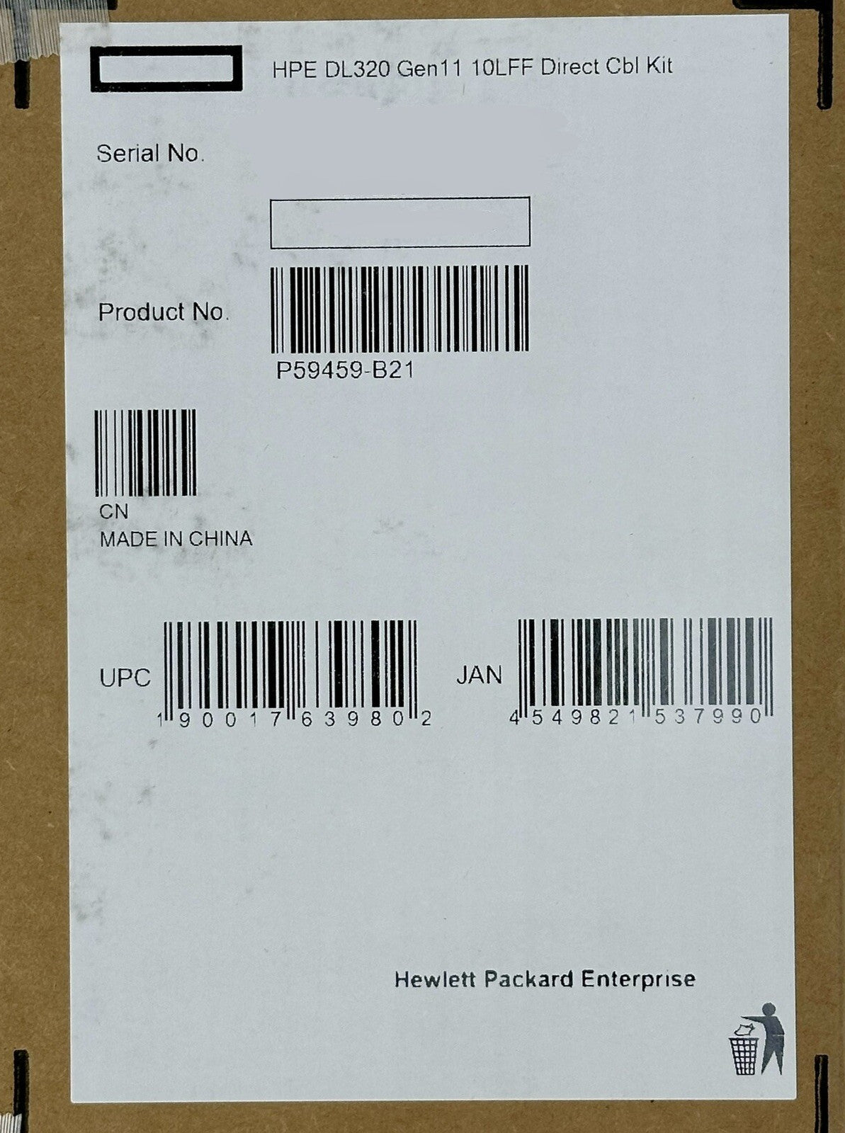 HPE P59459-B21 ProLiant DL320 Gen11 10LFF Direct Attach Cable Kit