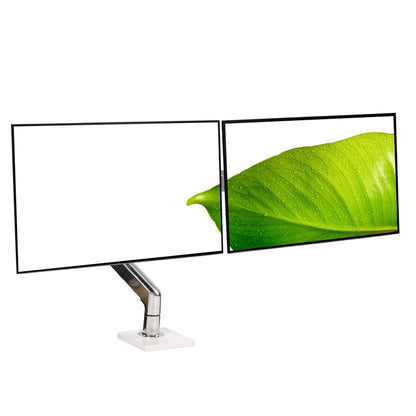 Dual HP Z24f G3 24" IPS Monitor & Adjustable Sping Swivel Humanscale Clamp Stand