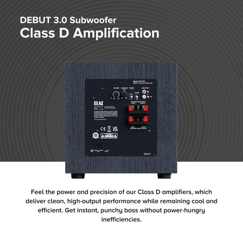 ELAC Debut 3.0 DS103 10" 200 Watt Powered Subwoofer (Black ash vinyl finish)