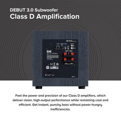 ELAC Debut 3.0 DS103 10" 200 Watt Powered Subwoofer (Black ash vinyl finish)