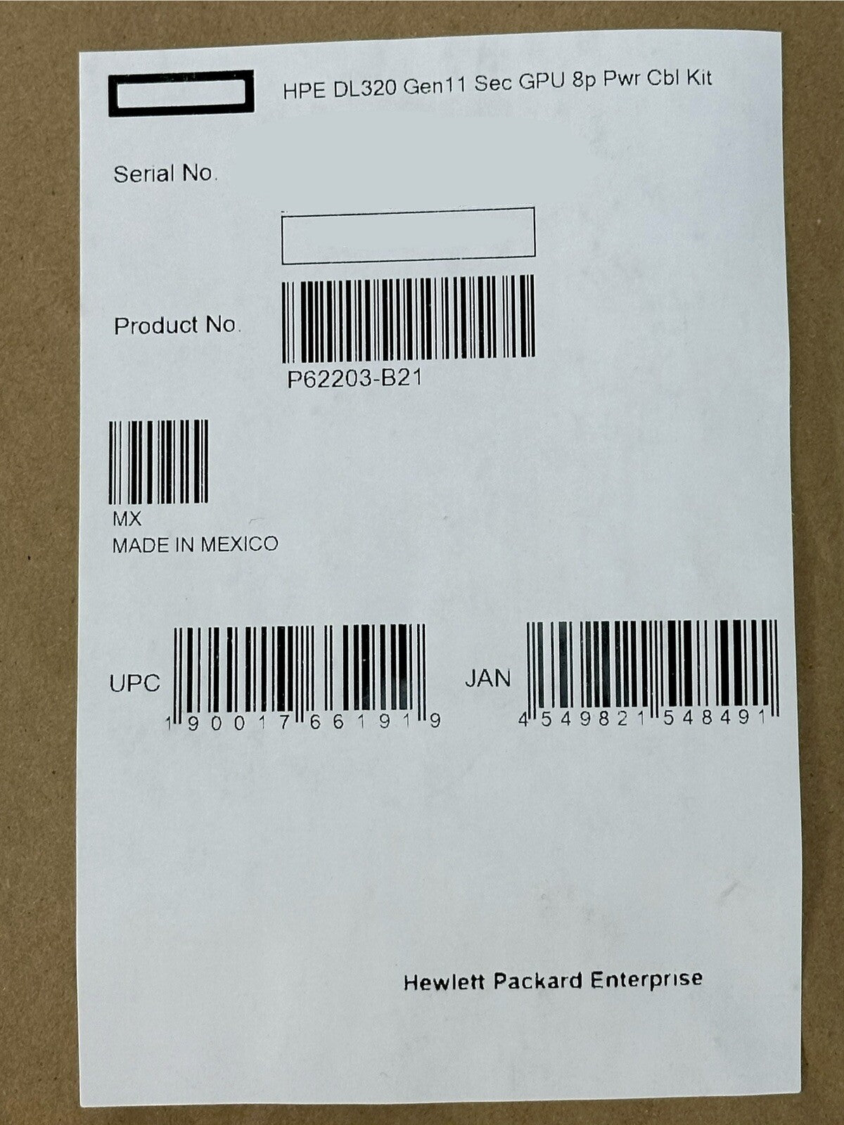 HPE ProLiant DL320 Gen11 Secondary GPU 8p Power Cable Kit P62203-B21 A16