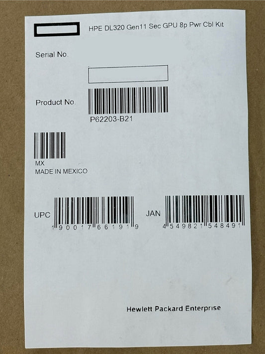 HPE ProLiant DL320 Gen11 Secondary GPU 8p Power Cable Kit P62203-B21 A16