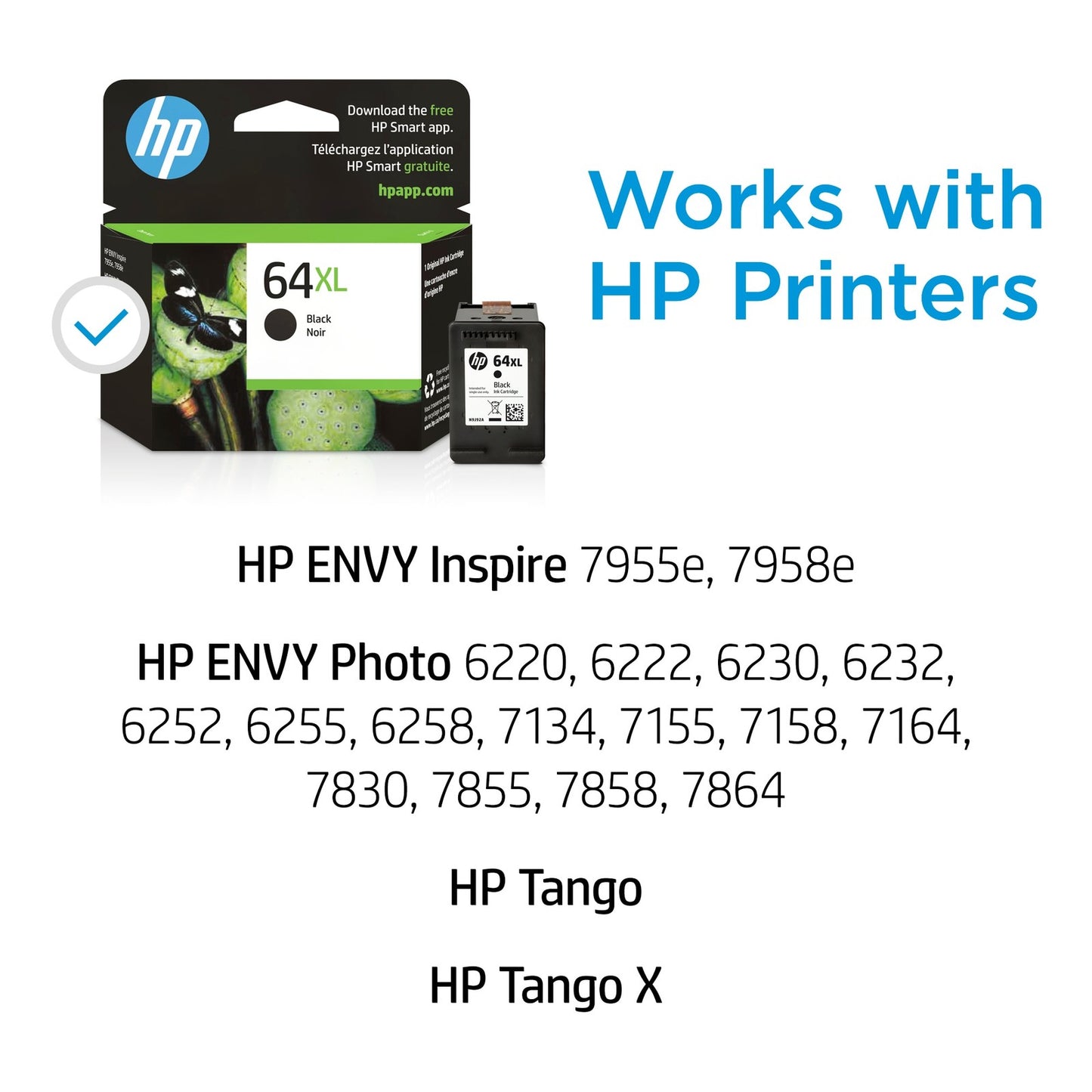HP 64XL High Yield Black Original Ink Cartridge, ~600 pages, N9J92AN#140
