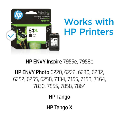 HP 64XL High Yield Black Original Ink Cartridge, ~600 pages, N9J92AN#140