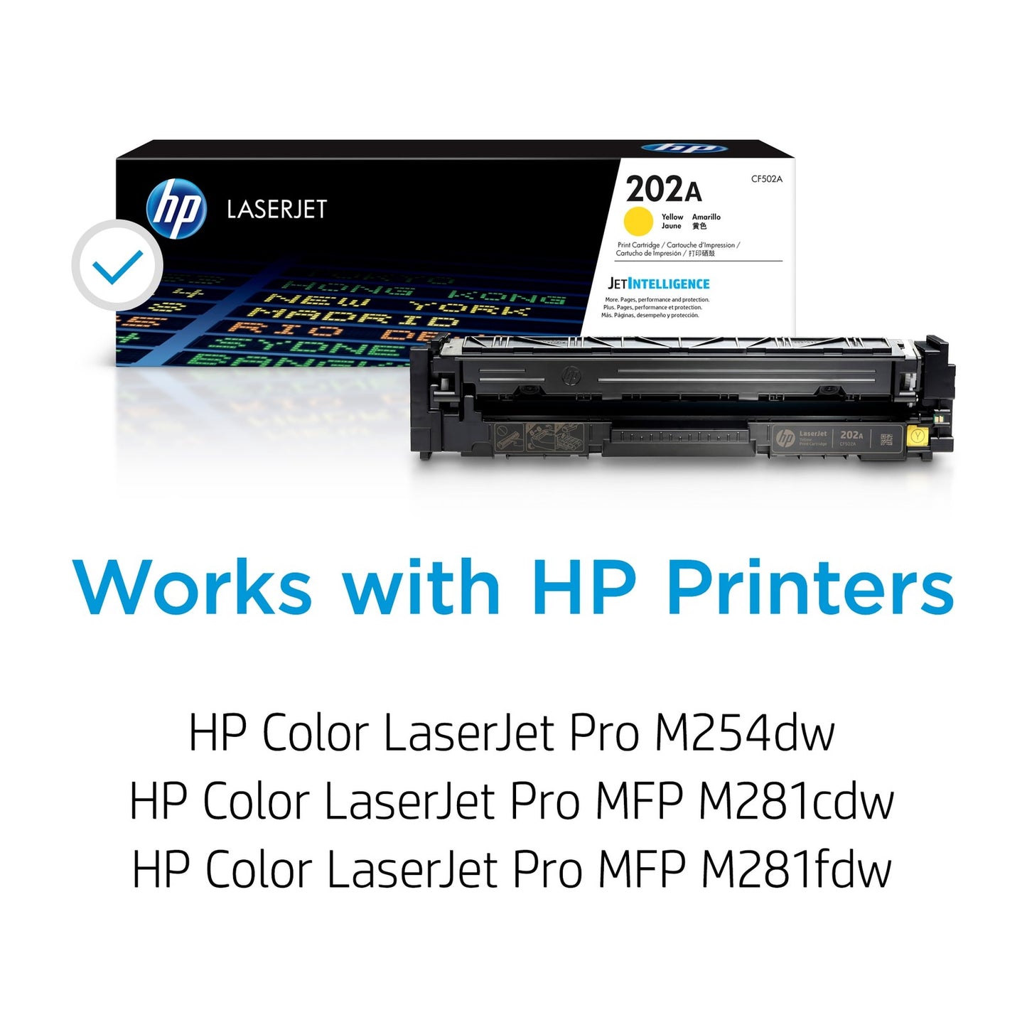HP 202A Yellow Original LaserJet Toner Cartridge, ~1,300 pages, CF502A