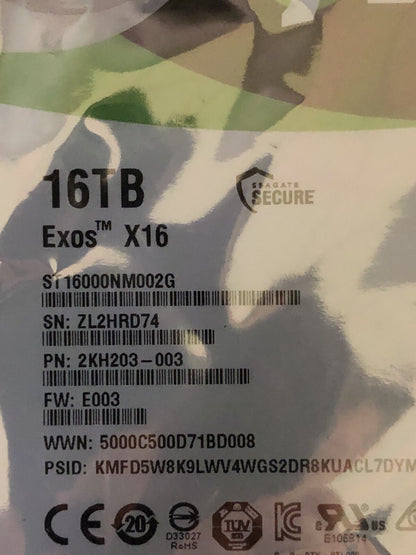 Seagate Hard Drive Exos 16TB 7200RPM 256MB SAS SAS3 12Gb/s 3.5 ST16000NM002G HDD (NOT FOR HOME PC)