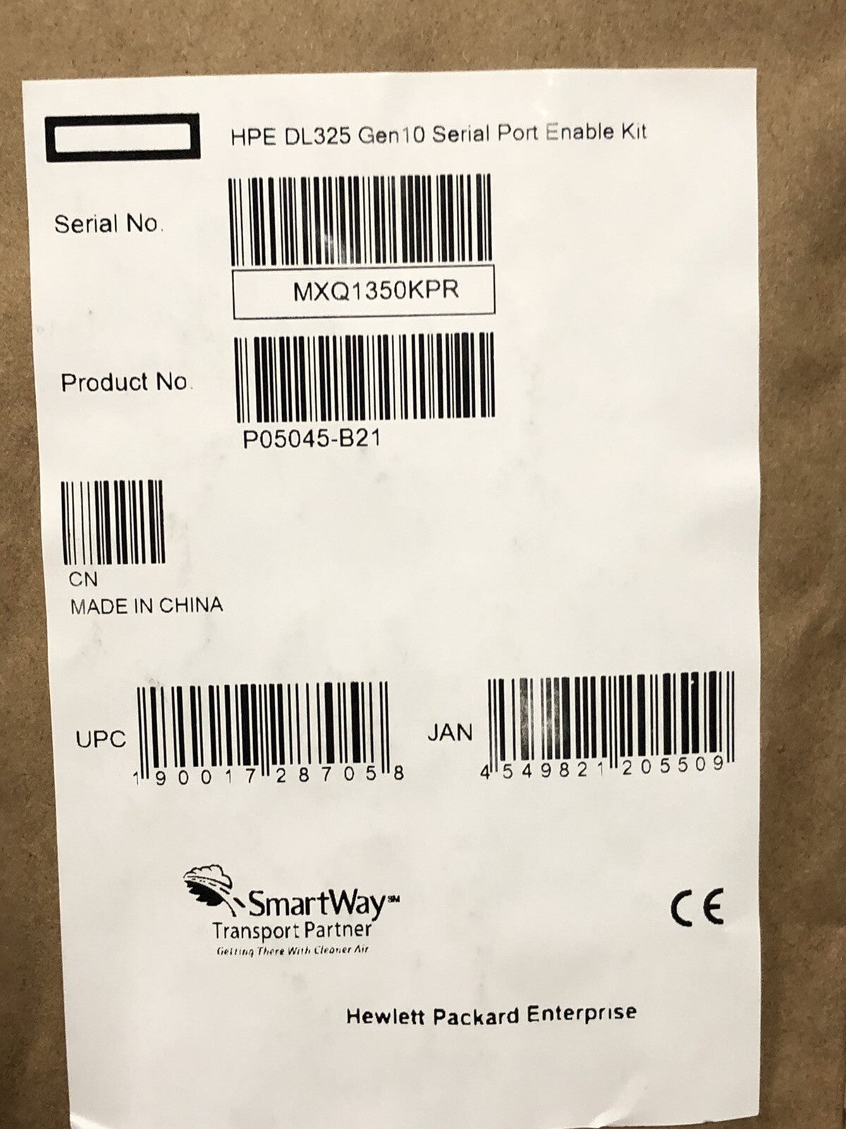 HPE ProLiant DL325 Gen10 Serial Port Enable Cable Kit P05045-B21