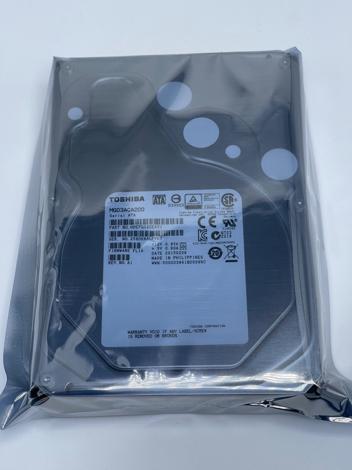 Toshiba MG03ACA200 2TB SERIAL ATA 7200RPM 3.5" INTERNAL HARD DISK DRIVE