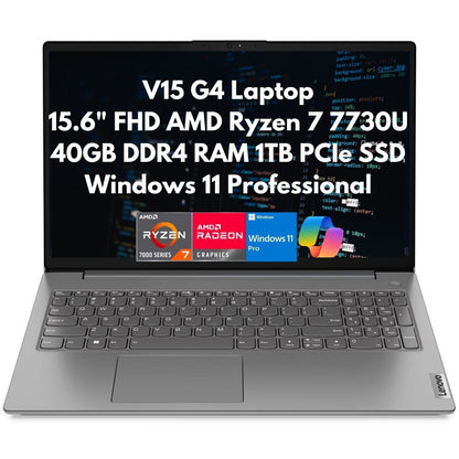 New Lenovo V15 Gen 4 15.6" FHD 8-Core Ryzen 7 7730U 40GB 1TB SSD Webcam Win11Pro