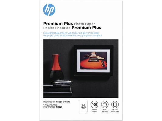 HP Premium Plus Soft-gloss Photo Paper | 100 Sheets | 4 x 6 in | CR666A