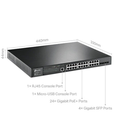 TP-Link SG3428MP | Omada 28-Port Gigabit L2+ Managed Switch | 24* PoE+ | 4* SFP