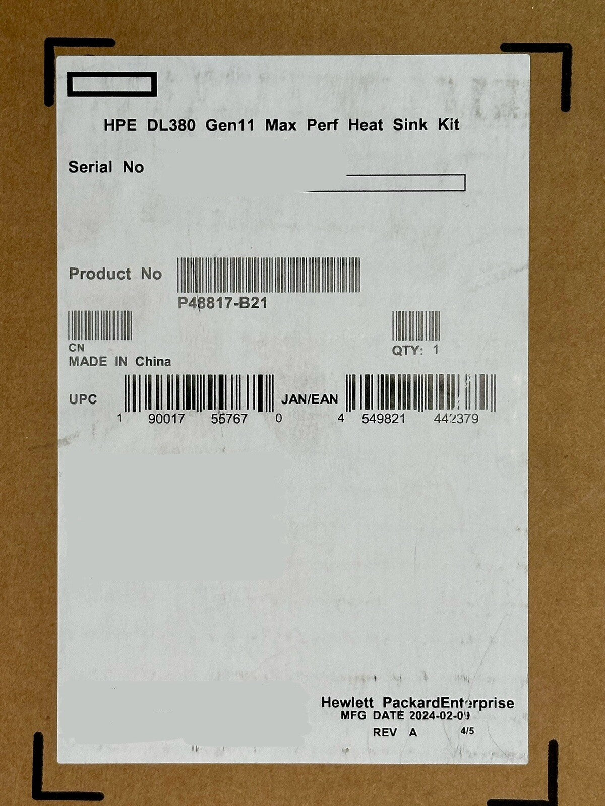 HPE ProLiant DL380 Gen11 Max Performance Heatsink Kit P48817-B21 2x Heat Sink