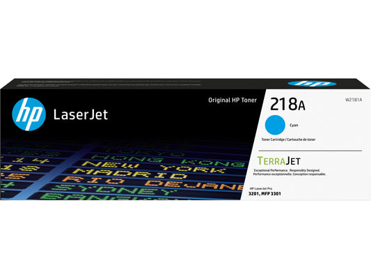 HP 218A Cyan Original LaserJet Toner Cartridge, ~1,200 pages cyan, W2181A