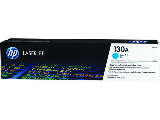 HP 130A Cyan Original LaserJet Toner Cartridge, ~1,000 pages, CF351A