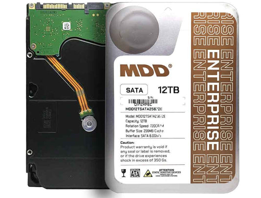 MDD 12TB 256MB Cache 7200RPM SATA 6.0Gb/s 3.5in Enterprise, NAS, CCTV Hard Drive