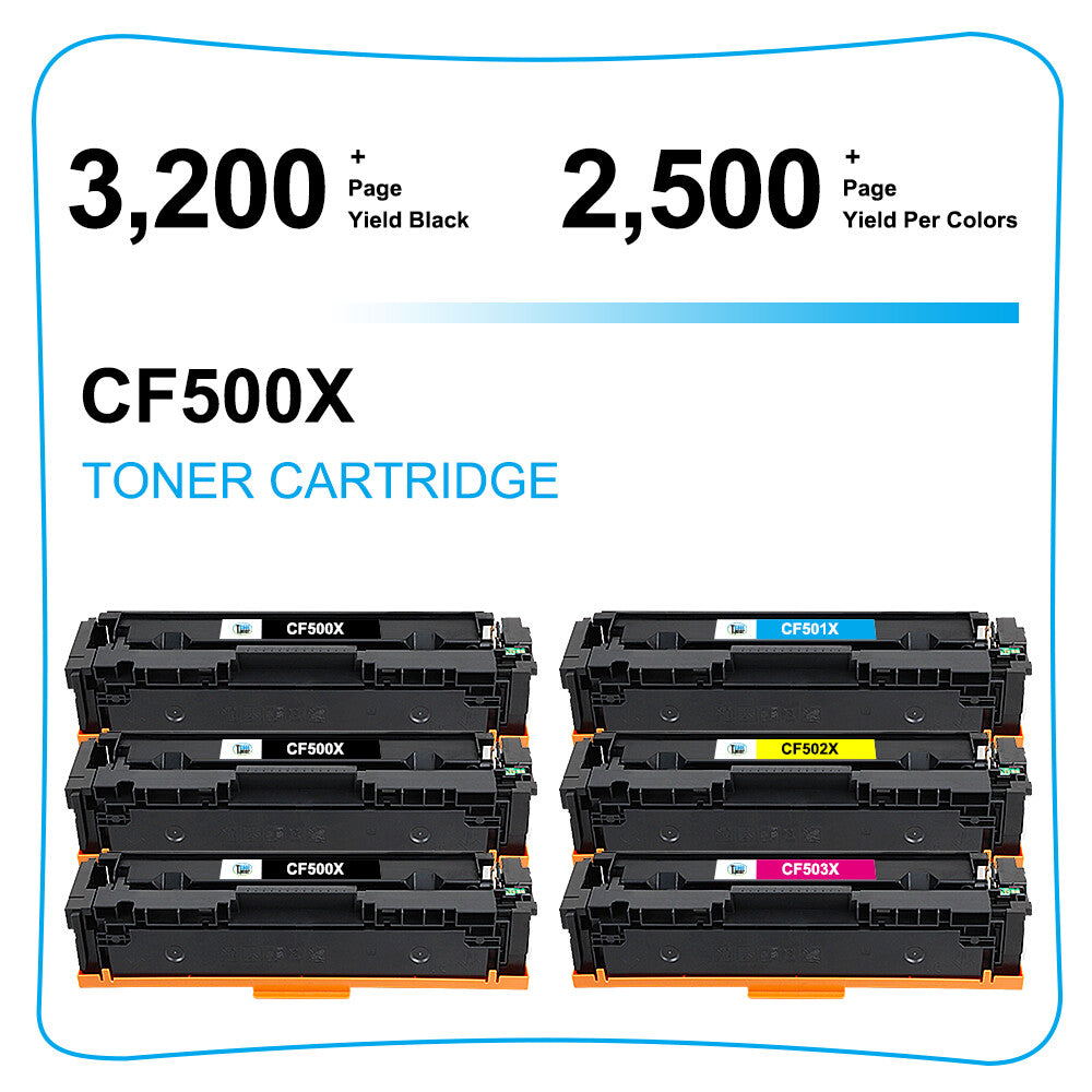 6 CF500X Color Toner Compatible With HP 202X LaserJet Pro M254dw M281fdw M281cdw