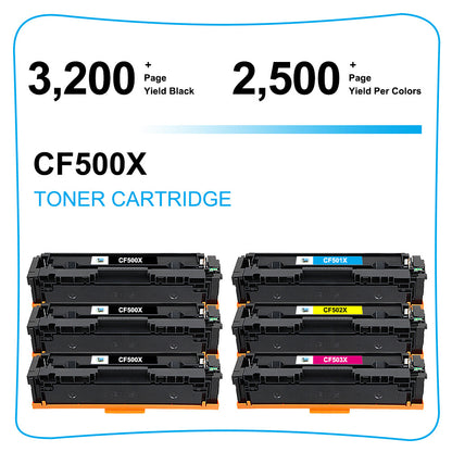 6 CF500X Color Toner Compatible With HP 202X LaserJet Pro M254dw M281fdw M281cdw