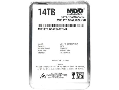 MDD 14TB 7200 RPM 256MB Cache SATA 6.0Gb/s 3.5" Internal Surveillance Hard Drive