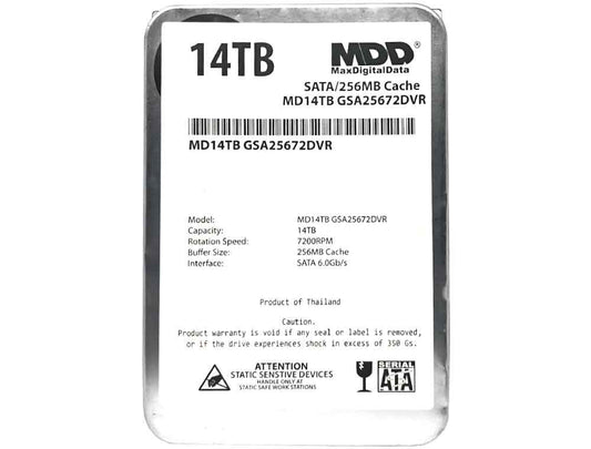 MDD 14TB 7200 RPM 256MB Cache SATA 6.0Gb/s 3.5" Internal Surveillance Hard Drive