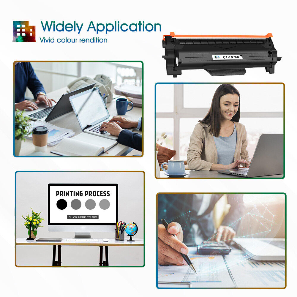 10 PK High Yield TN730 TN760 Toner Cartridge for Brother DCP-L2550DW MFC-L2750DW