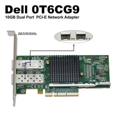 Lot of 4 Dell PE210G2SPI9A-XR 10GbE SFP+ Dual-Port Network Adapters T6CG9