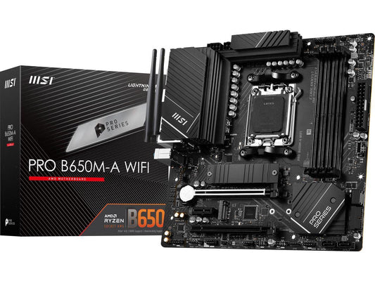 MSI PRO B650M-A WIFI AM5 AMD B650 SATA 6Gb/s DDR5 Ryzen 7000 Micro ATX Motherboa