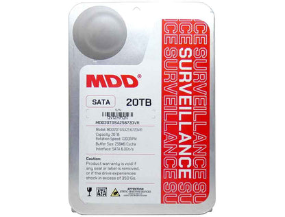 MDD 20TB 7200RPM 256MB Cache SATA 6.0Gb/s 3.5" Internal Surveillance Hard Drive