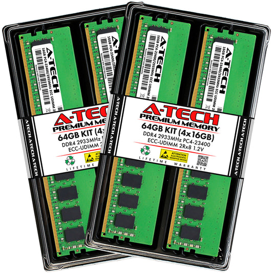 A-Tech 64GB 4x 16GB 2Rx8 PC4-23400E DDR4 2933 MHz ECC UDIMM Server Memory RAM x4 (NOT FOR HOME PC)