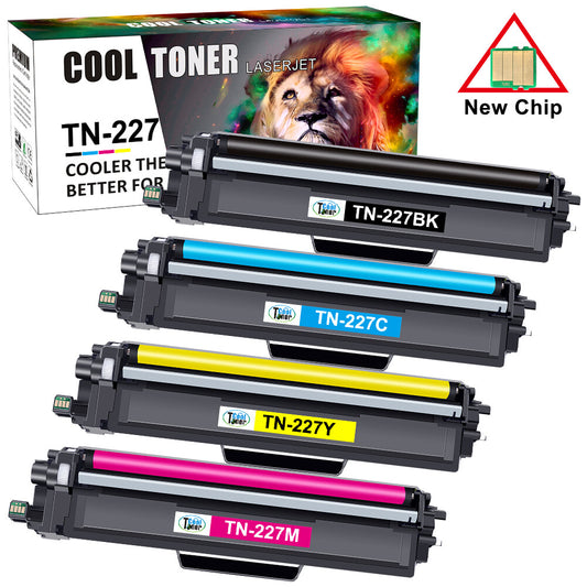 TN227 High Yield Toner Cartridge Replacement for Brother TN227(BK/C/M/Y 4 Pack)