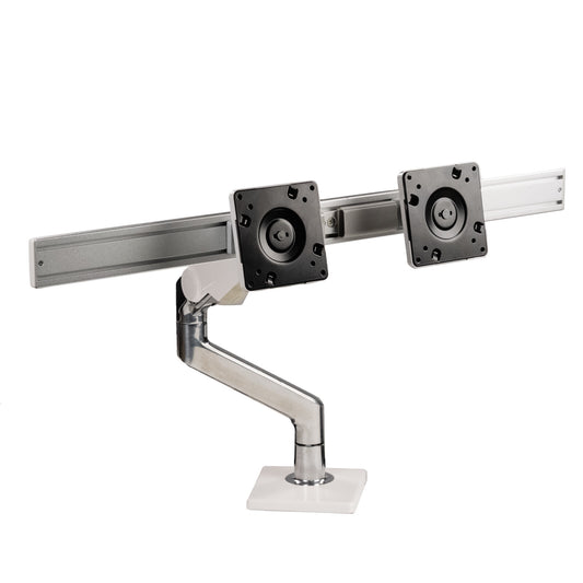 Humanscale M8.1 Adjustable Dual Monitor Arm with Crossbar Clamp Mount M81CMWB2B