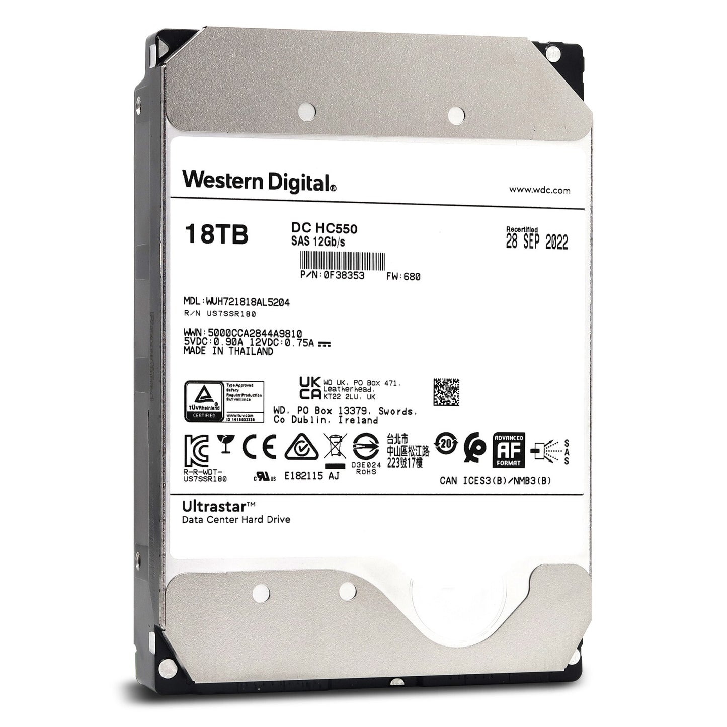 WD Ultrastar DC HC550 18TB SAS 3.5" Enterprise HDD WUH721818AL5204 0F38353 (NOT FOR HOME PC)