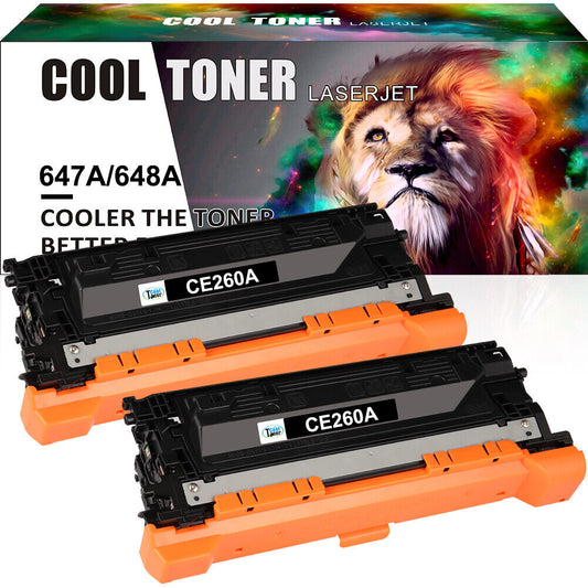 2 Pack Black CE260A Toner for HP 647A Toner LaserJet CP4525N CP4520 CP4025N