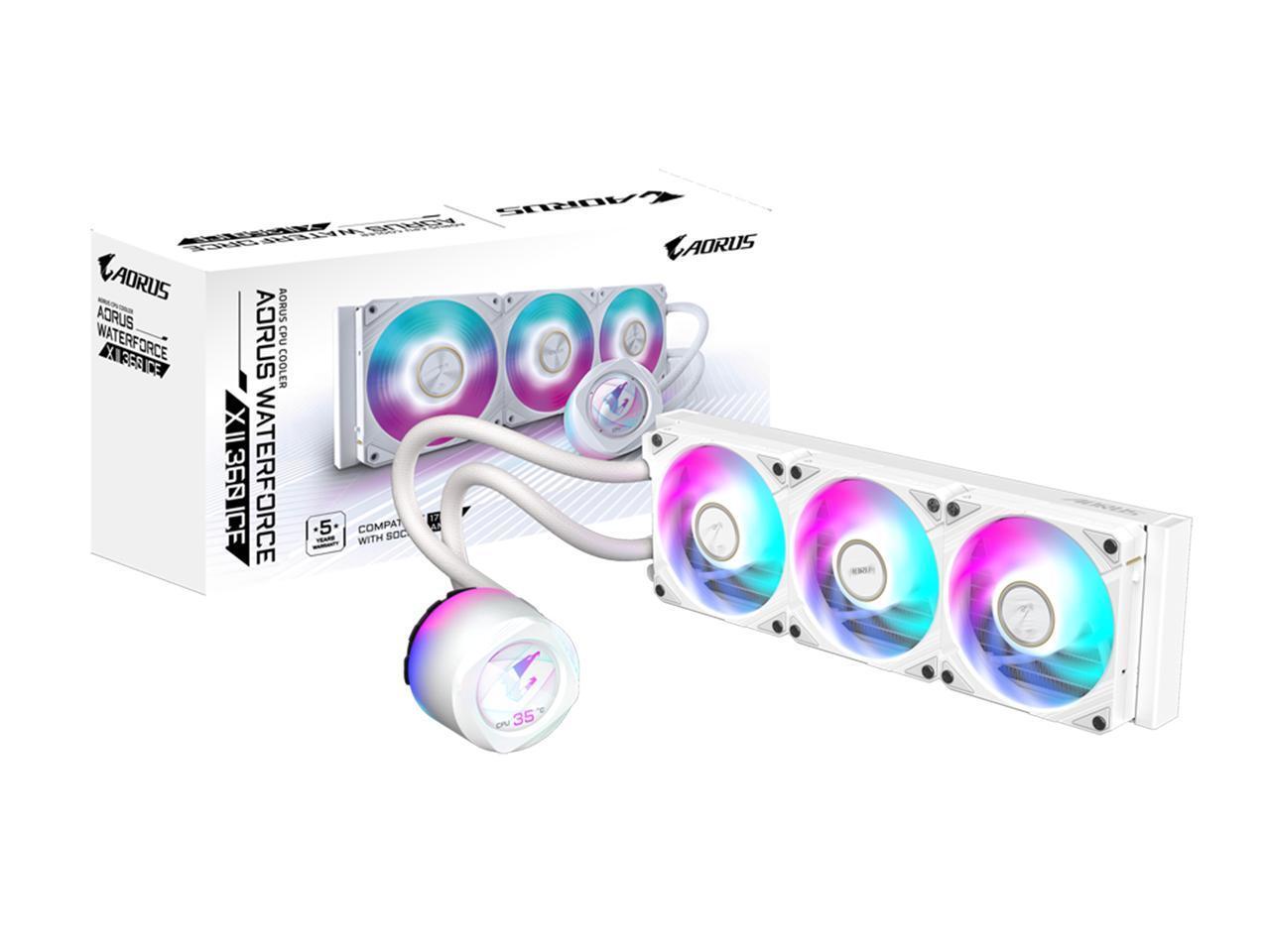AORUS WATERFORCE X II 360 ICE Liquid CPU Cooler, 360mm Radiator with 3X 120mm Lo
