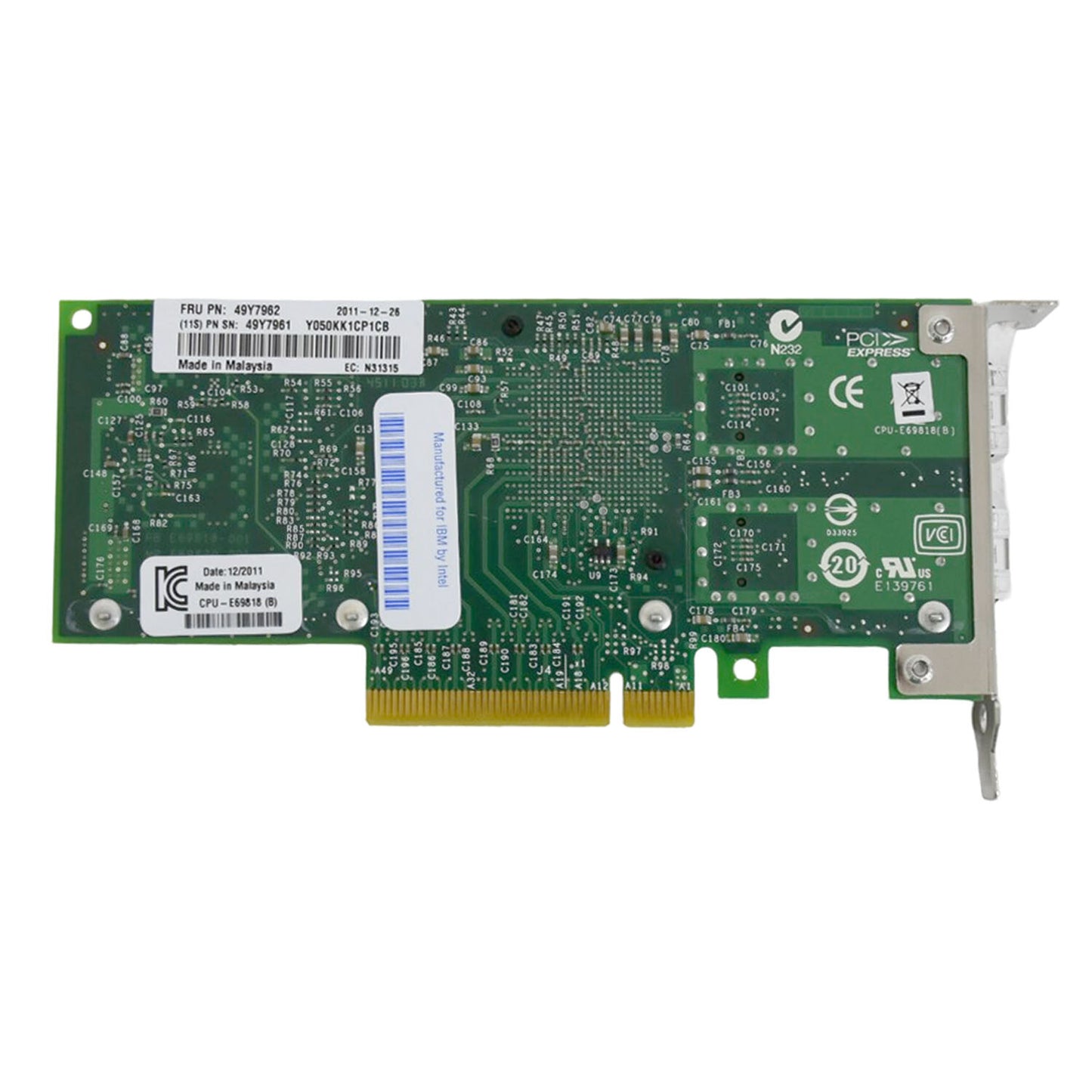 IBM 49Y7961 Intel X520-DA2 Dual Port 10GbE SFP+ Network Adapter Card