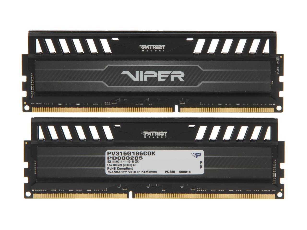 Patriot Viper 3 16GB (2 x 8GB) 240-Pin PC RAM DDR3 1866 (PC3 15000) Desktop Mem