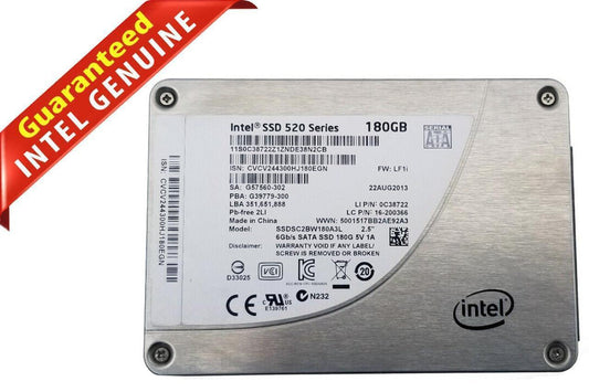 Intel 520 Series 180GB SSD SATA 6Gbps AES-128 2.5" Internal Solid State Drive