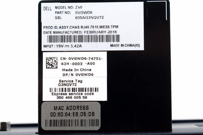 Dell Wyse Zx0 Thin Client Z90D7 1.65GHz 16GB Flash 4GB RAM VGWD6+DEVICE ONLY