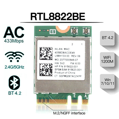 Lot X 5 Realtek RTL8822BE U98H133 Dual Band Wireless Card 915622-001 915623-001